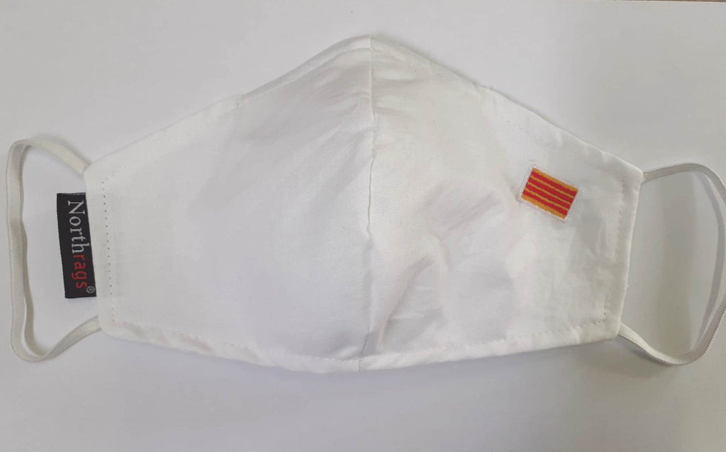 Mascarilla Blanca Bandera Cataluña Lavable y Reutilizable 100% Algodón,Pack 5